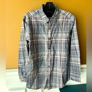 THEORY Men’s Zack PS_Aviston Button-down Plaid Collared Shirt Size Small
